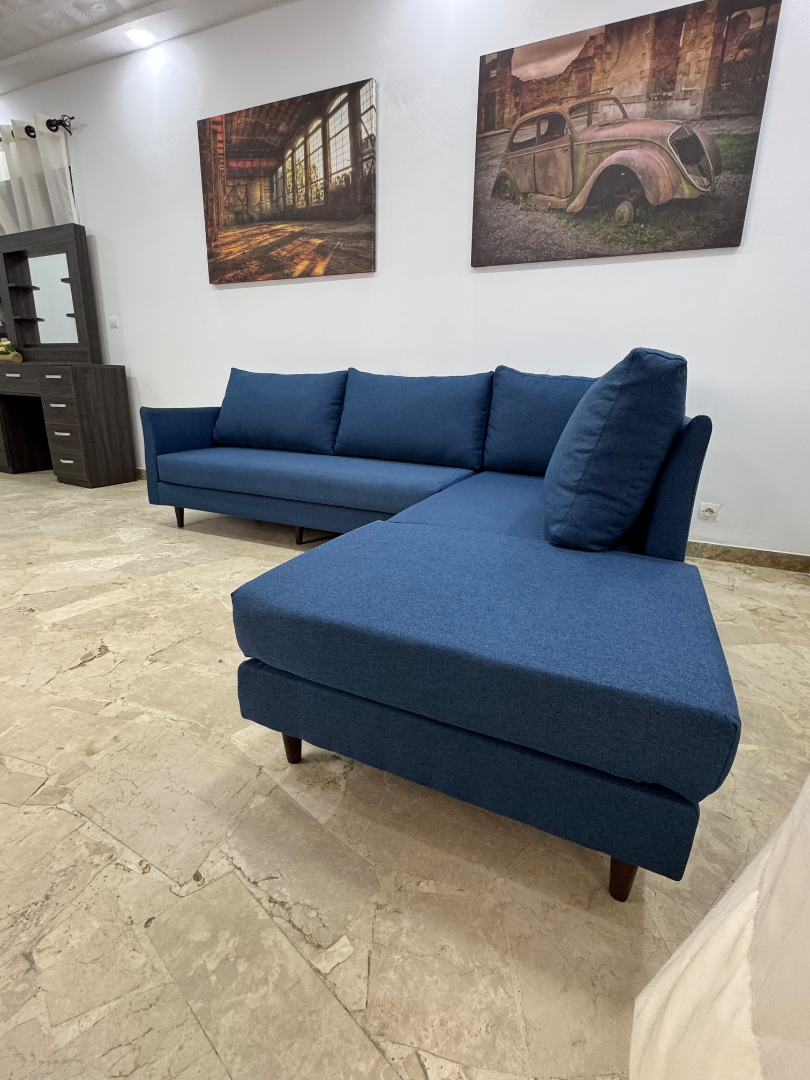Canapé d’angle bleu moderne pour salon – Réalisation s, vue 5