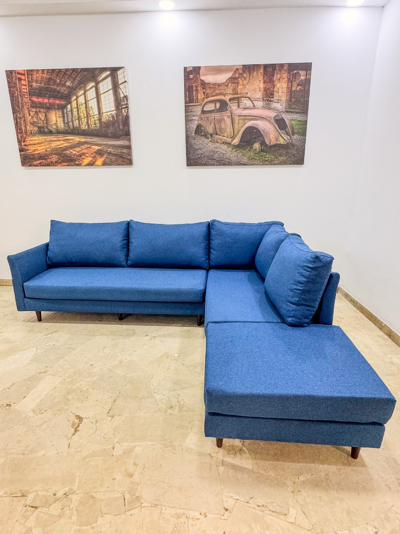 Canapé d’angle bleu moderne pour salon – Réalisation s, vue 4