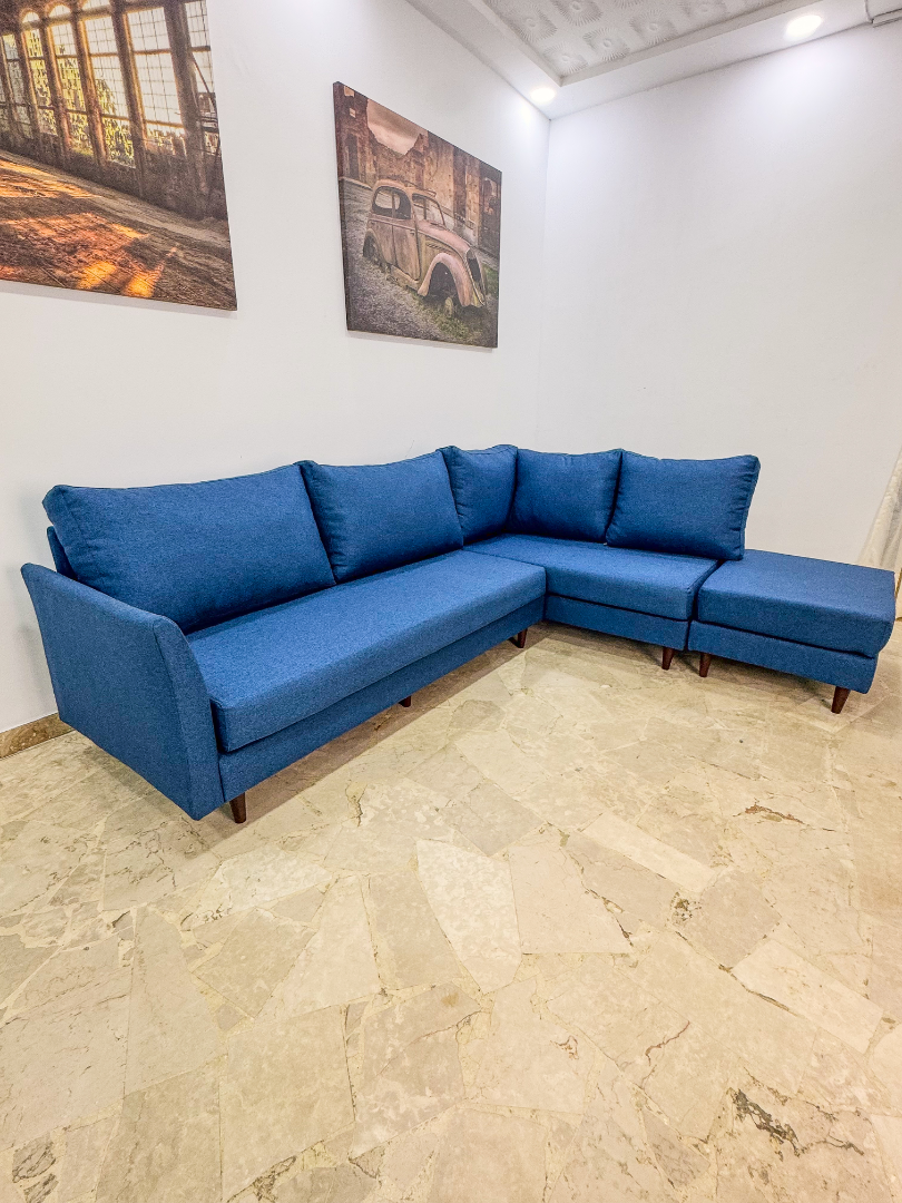 Canapé d’angle bleu moderne pour salon – Réalisation s, vue 3