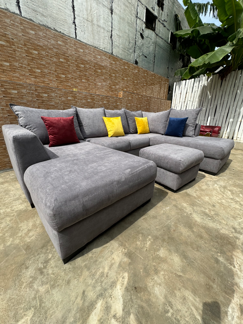 Canapé d’angle XXL moderne gris – Fabrication sur mesure à Abidjan - Après