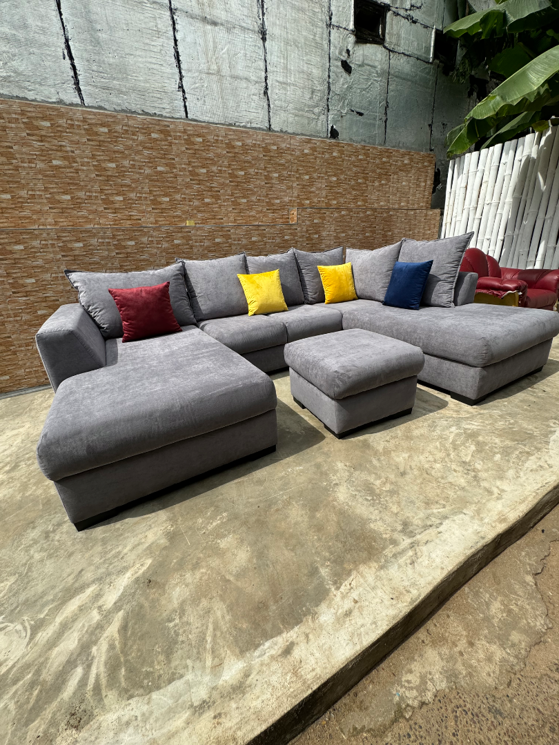Canapé d’angle XXL moderne gris – Fabrication sur mesure à Abidjan, vue 4
